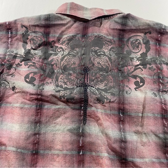 Panhandle Shirt Floral Plaid Men’s XL Western Metal Snap Button Slim long sleeve - Picture 4 of 12